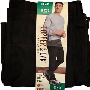 Copper & Oak Men's Black Tech Utility Straight Fit Pants Size 38x30 NWT